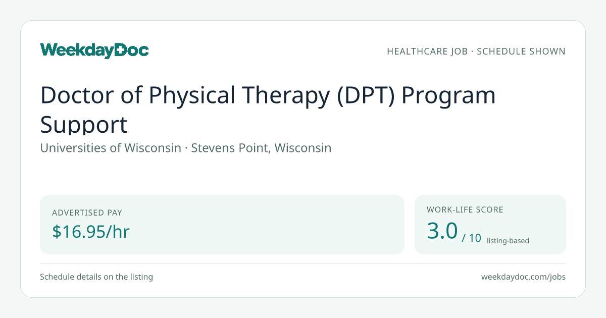 Doctor of Physical Therapy (DPT) Program Support – $17/hr